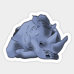 rhino lying down Sticker